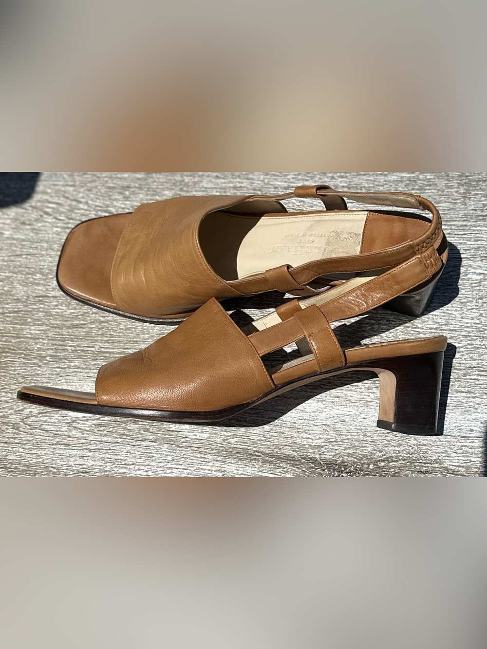 Cole Haan Classic Leather Tan Caramel Slingback Sandals 9 1/2